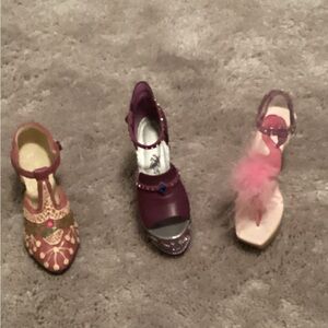 Decorative Elegant Women's Purple and Pink Heels Bundle of 3